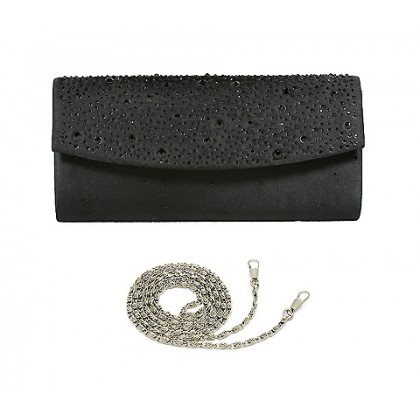 Evening Bag - 12 PCS - Satin w/ Beaded Flap - BG-100277B